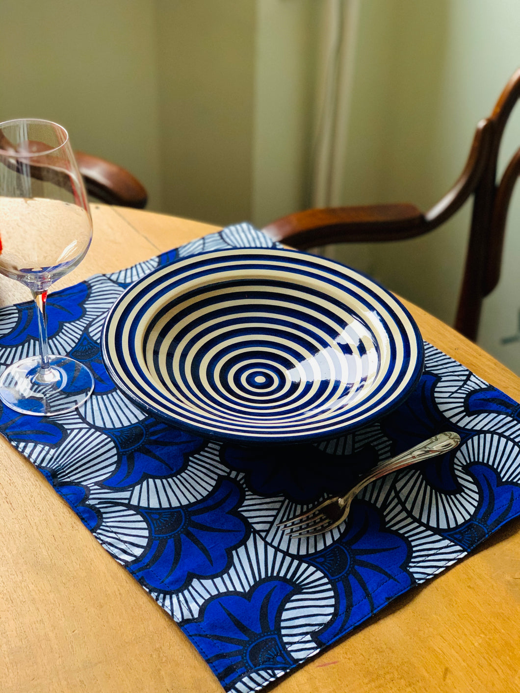 Set tovagliette Bamako Lunch in Fleurs de Mariage Blu wax